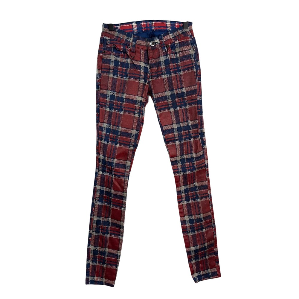 Ksubi England Homeland Skinny Low Rise Super Stretch Wax Plaid‎ Jeans Size 24
